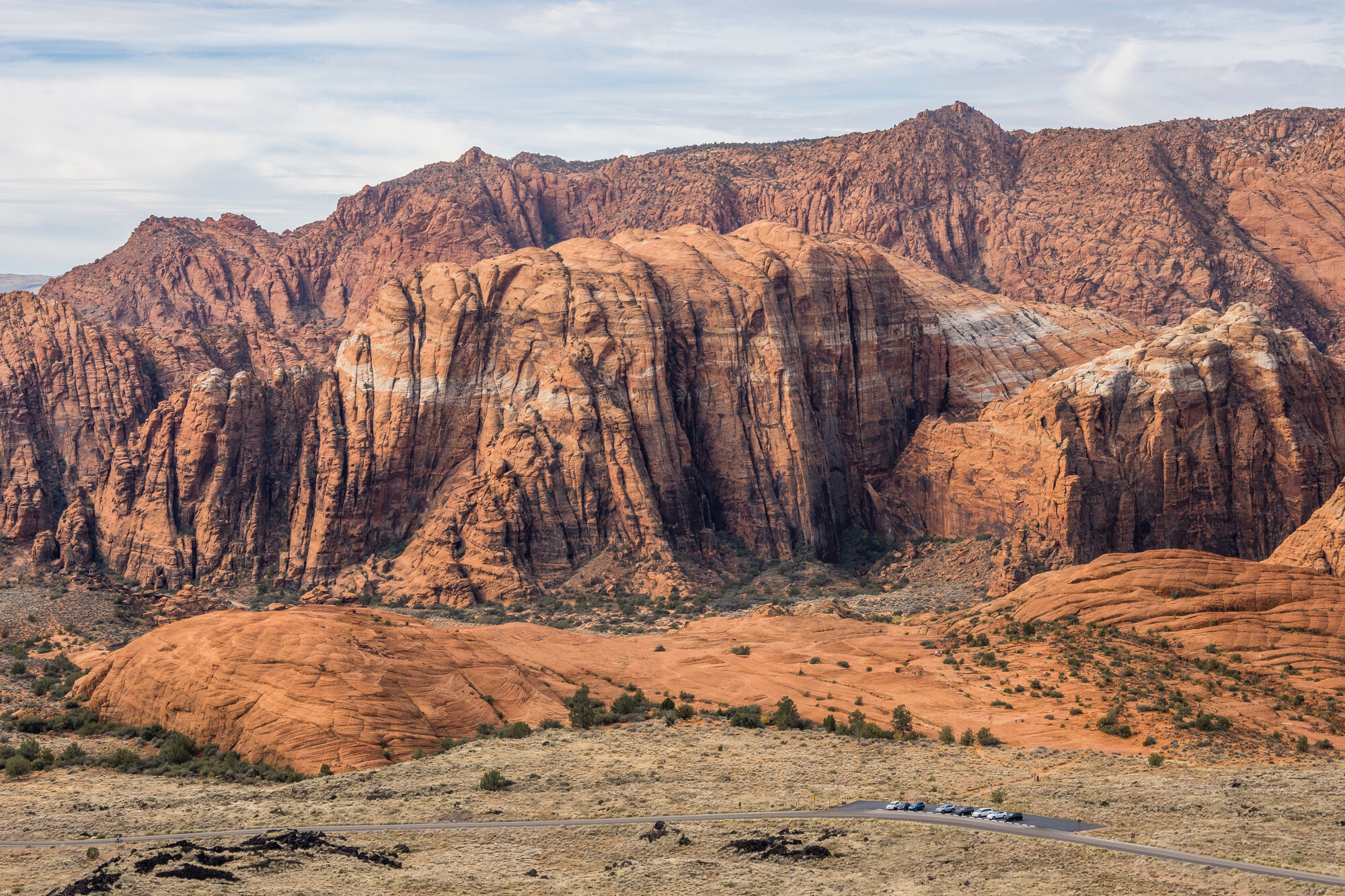 Snow Canyon's red and white sandstone above Ivins