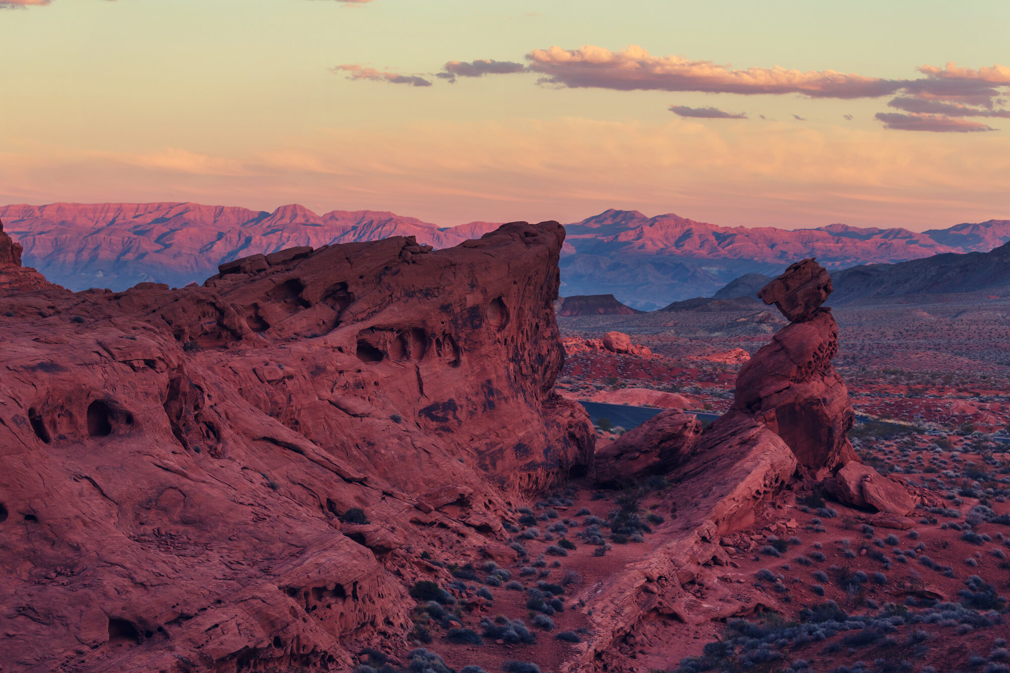 Red sandstone in Valley of Fire State Park, a short drive from Logandale