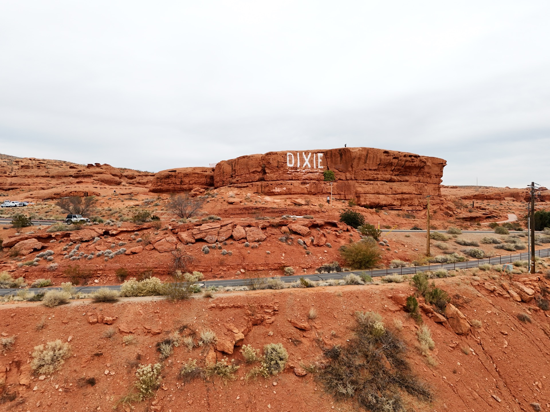 Dixie Rock above Pioneer Park, with St. George spread out below the red cliffs
