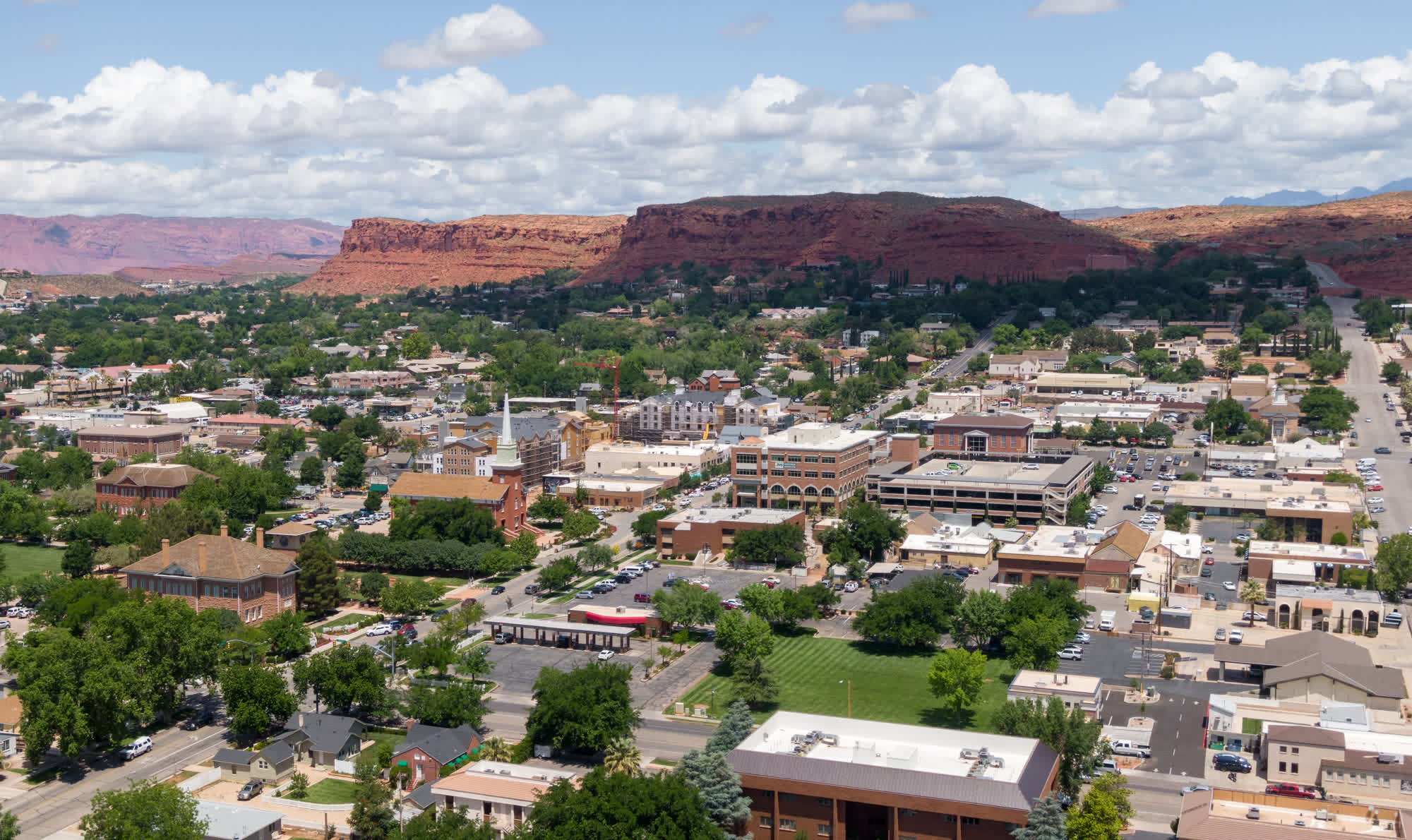 Monroe, Utah with Monroe Peak and the Sevier Valley farmland behind town